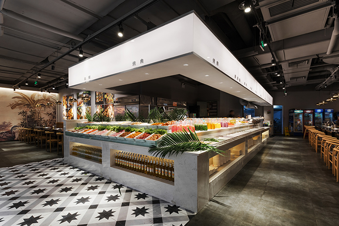 200平米自助烤肉店鋪，工作臺(tái)裝修效果