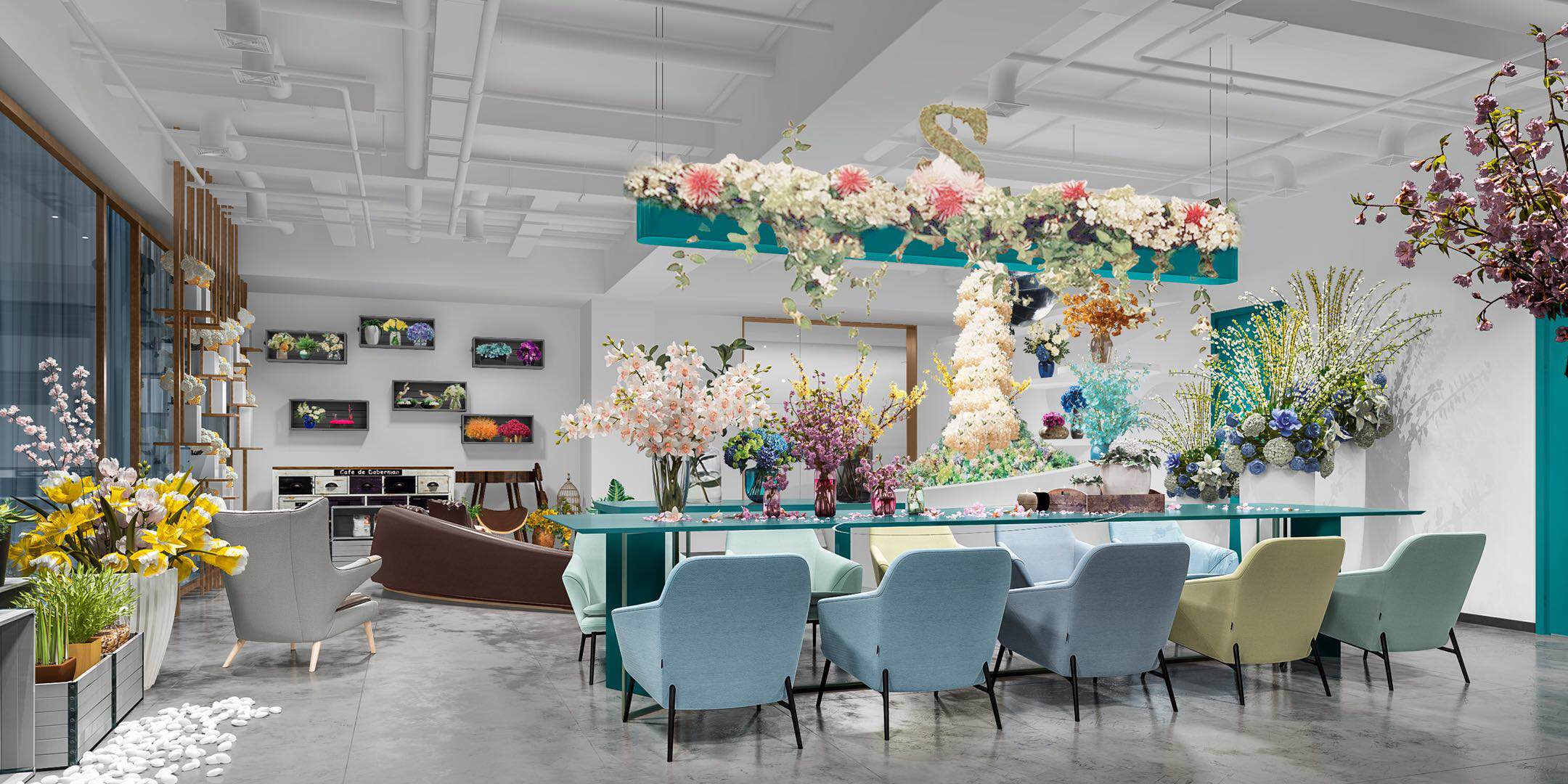 花藝培訓(xùn)機(jī)構(gòu)展廳設(shè)計(jì)效果圖