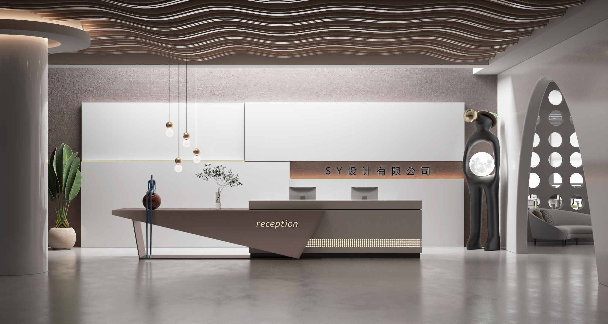 辦公室前臺背景墻裝修設(shè)計(jì)效果圖