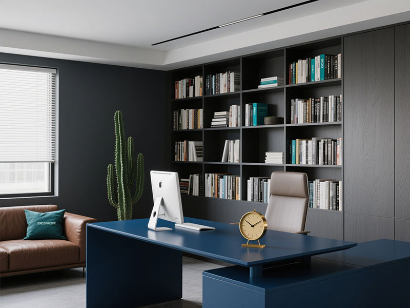 老板辦公室深灰、咖色、藏藍(lán)?色系基調(diào)